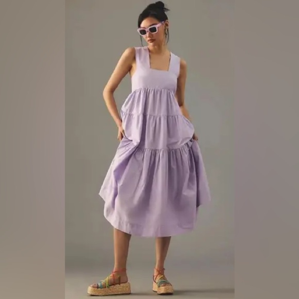 Anthropologie the Helena square neck babydoll dress